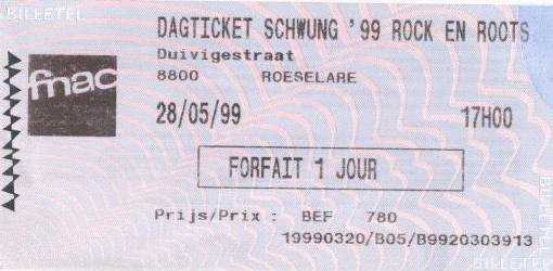 Schwung festival show ticket May 28 1999 with Golden Earring